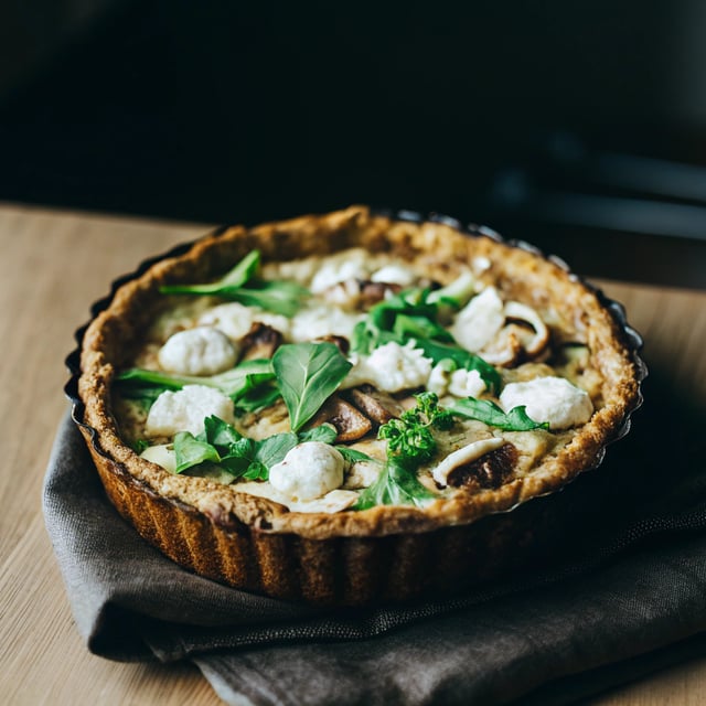 Arugula and Cremini Quiche with Gluten-Free Almond Meal Crust