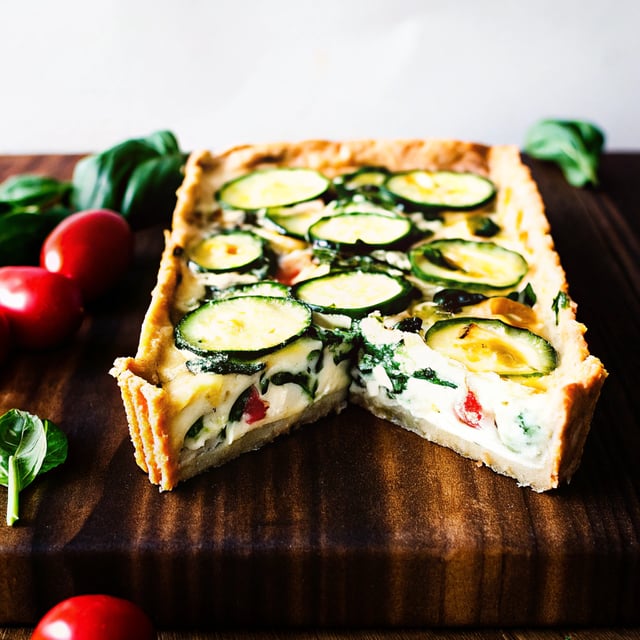 A Very Tall Quiche with Zucchini and Greens