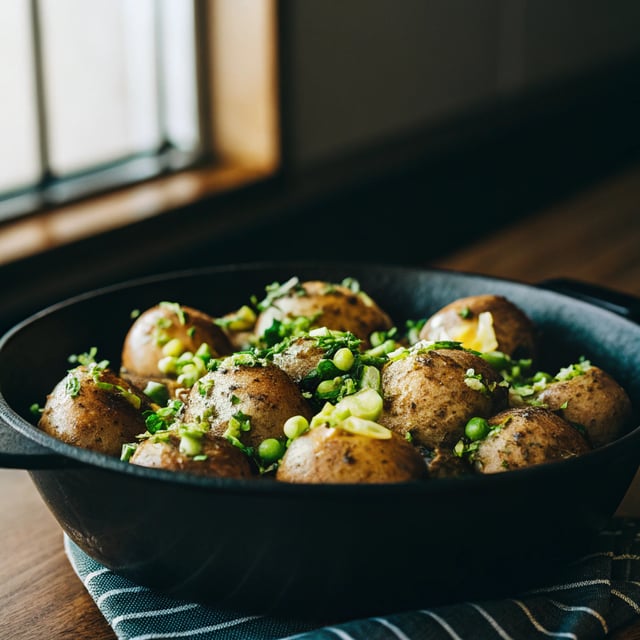 Boiled Potatoes with Peas and Lemon
