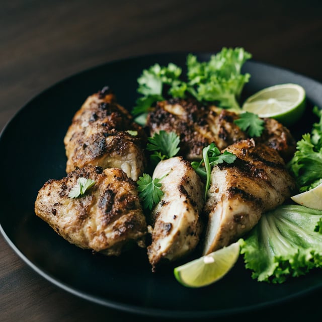 Grilled Chicken with Spicy Lime, Herbs, and Lettuces