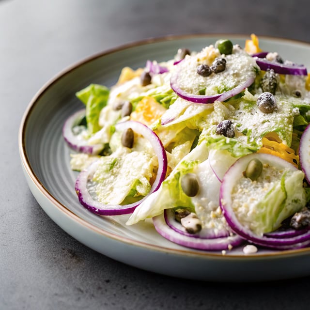 Iceberg Salad with Onions, Capers, and Parm