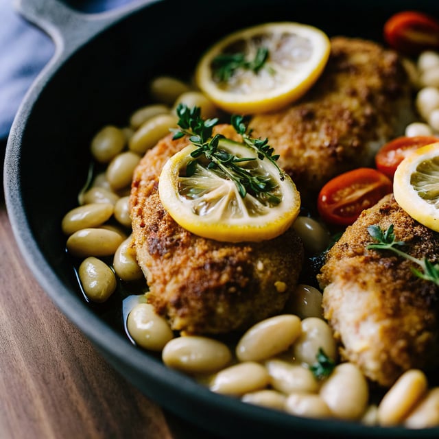 Skillet Chicken With White Beans and Caramelized Lemon