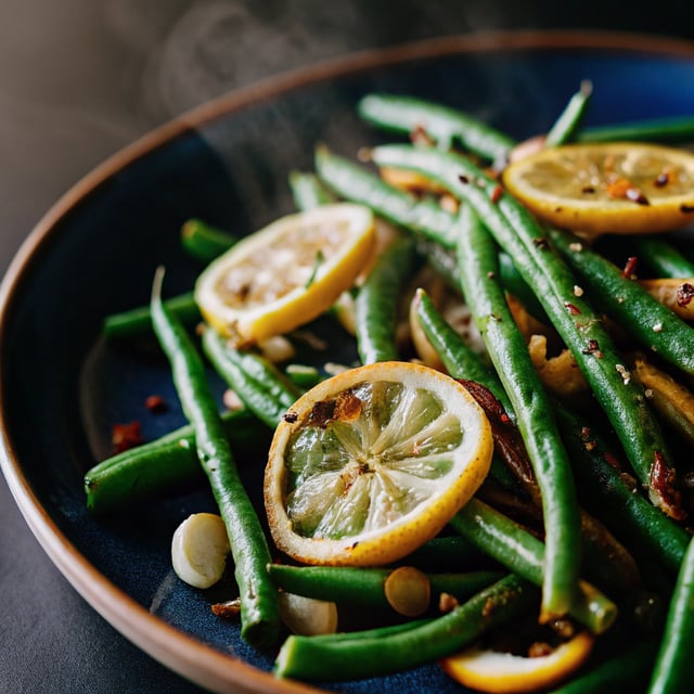 Spicy Green Beans with Lemon and Garlic