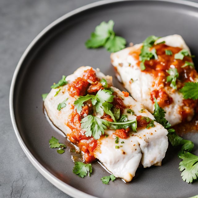 Tomato-Poached Fish With Chile Oil and Herbs