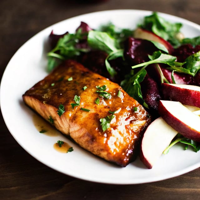 30 Minute Honey Garlic Salmon with Apple Dijon Green Salad