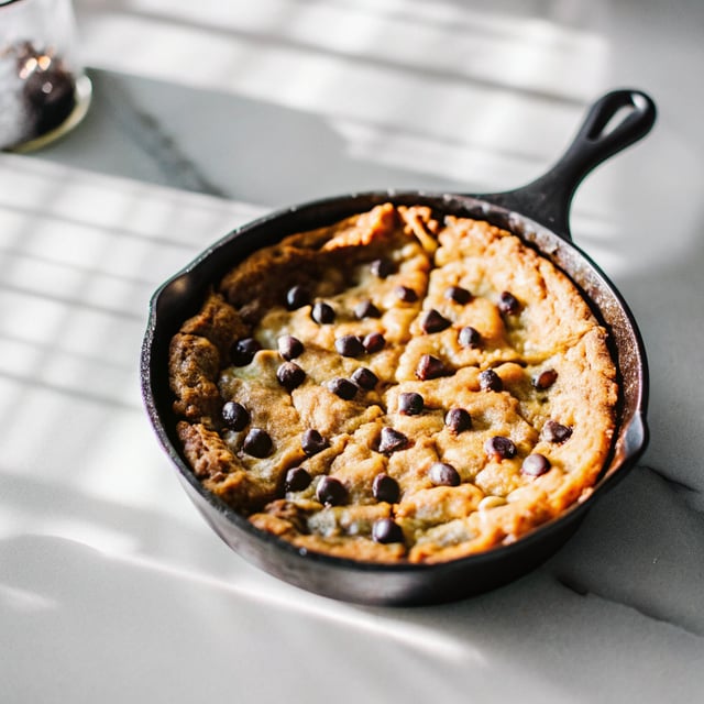 5-Ingredient Flourless Peanut Butter Chocolate Chip Skillet + video!