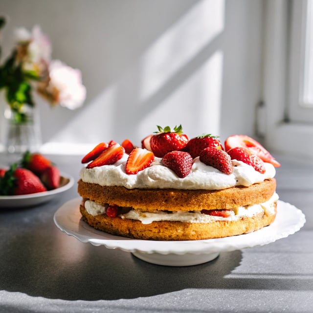Almond Flour Strawberry Shortcake Cake with Vanilla Bean Cream Cheese Frosting