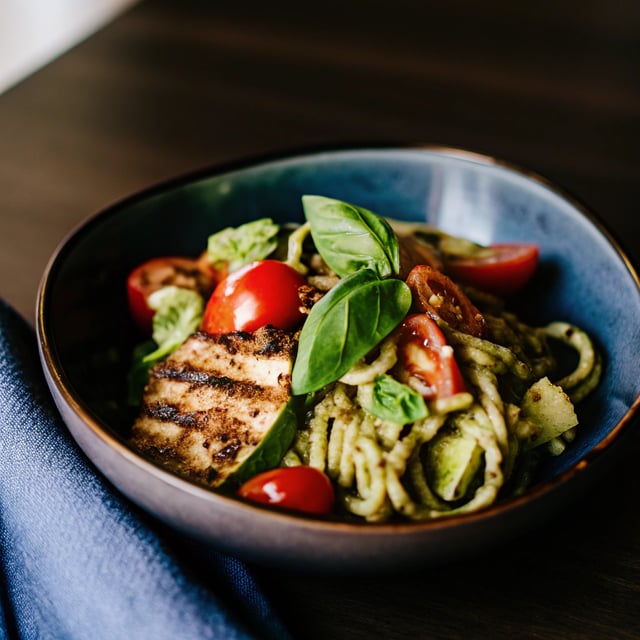 Avocado Basil Pesto Zucchini Noodles + Learn How I Eat & Exercise