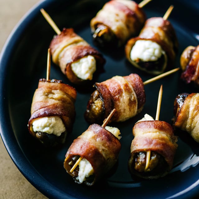 Bacon Wrapped Dark Chocolate + Goat Cheese Stuffed Dates