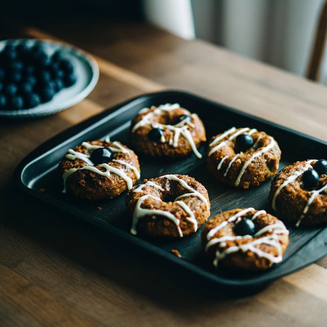 Baked Blueberry Zucchini Donuts with White Chocolate Drizzle