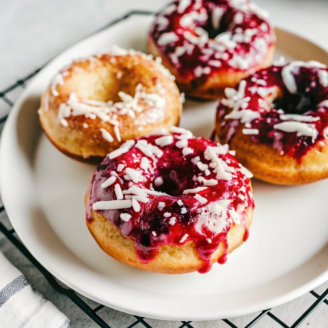 Baked Coconut Donuts with Berry Glaze (The All American Donuts!)