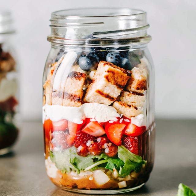 Balsamic Chicken Berry Salad in a Jar