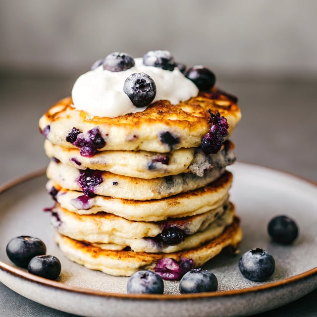 Blueberry Vanilla Buttermilk Greek Yogurt Pancakes
