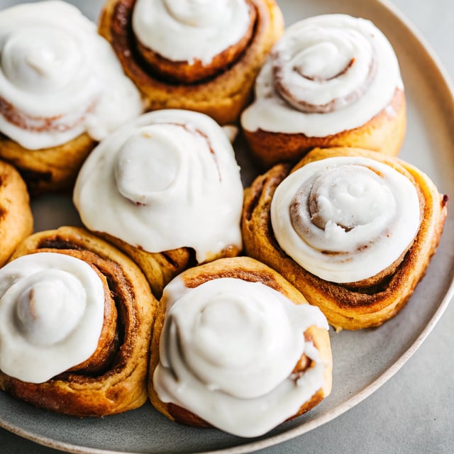 Brown Butter Pumpkin Cinnamon Rolls with Cream Cheese Frosting