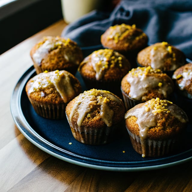 Brown Butter Pumpkin Orange Muffins with Orange Glaze
