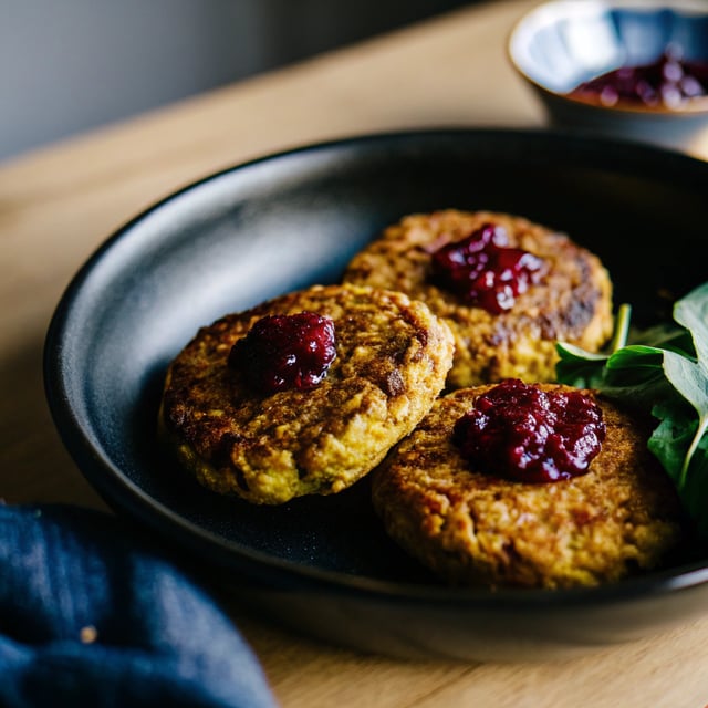 Butternut Squash Quinoa Patties with Cranberry Orange Sauce
