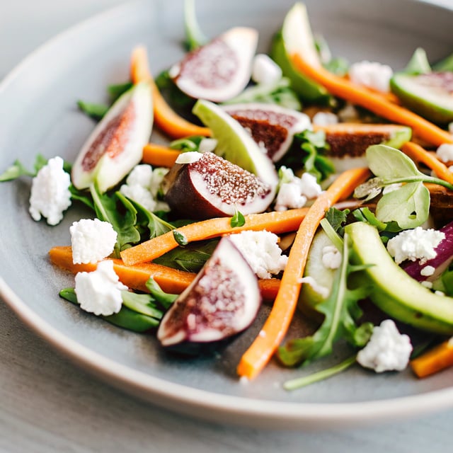 Carrot Arugula Salad with Fig, Goat Cheese & Avocado