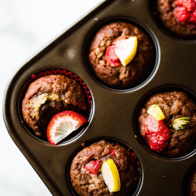 Chia, Lemon & Strawberry Zucchini Muffins