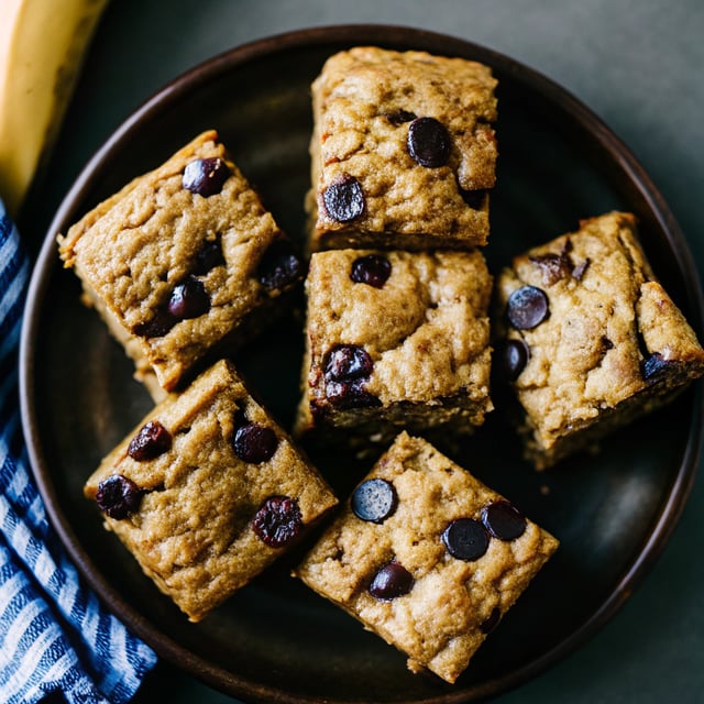 Chocolate Chip Almond Flour Banana Blondies (grain free + vegan!)