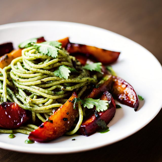 Cilantro Pesto Pasta with Roasted Pumpkin & Honey