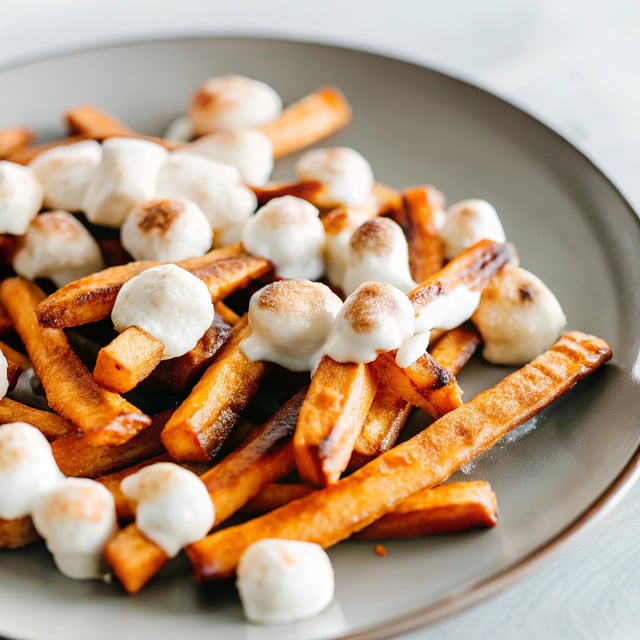 Cinnamon-Sugar Sweet Potato Fries with Brown Butter Marshmallow Glaze