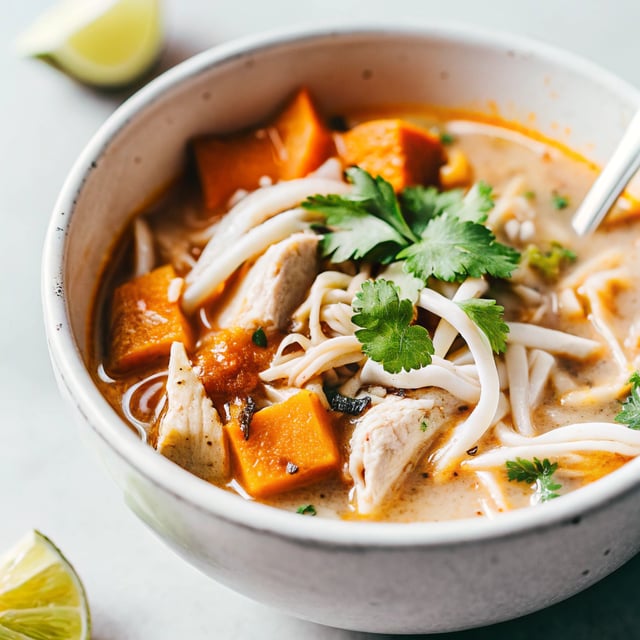 Coconut Chicken Sweet Potato Noodle Soup