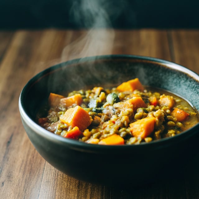 Coconut Curried Sweet Potato and Lentil Stew