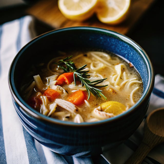 Comforting & Healthy Slow Cooker Chicken Noodle Soup (with a hint of lemon & rosemary)