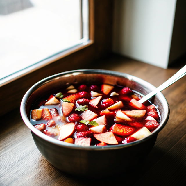 Cranberry Red Wine Punch with Apples & Strawberries