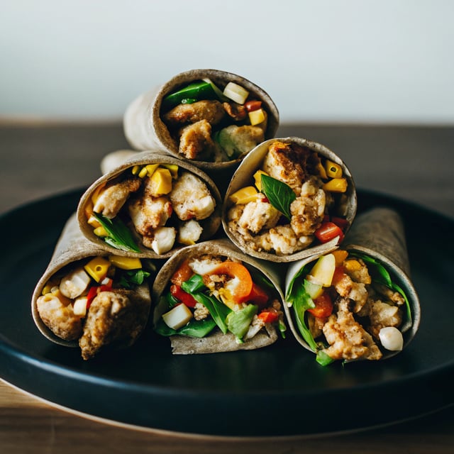 Crunchy Rainbow Thai-Inspired Peanut Chicken Wraps
