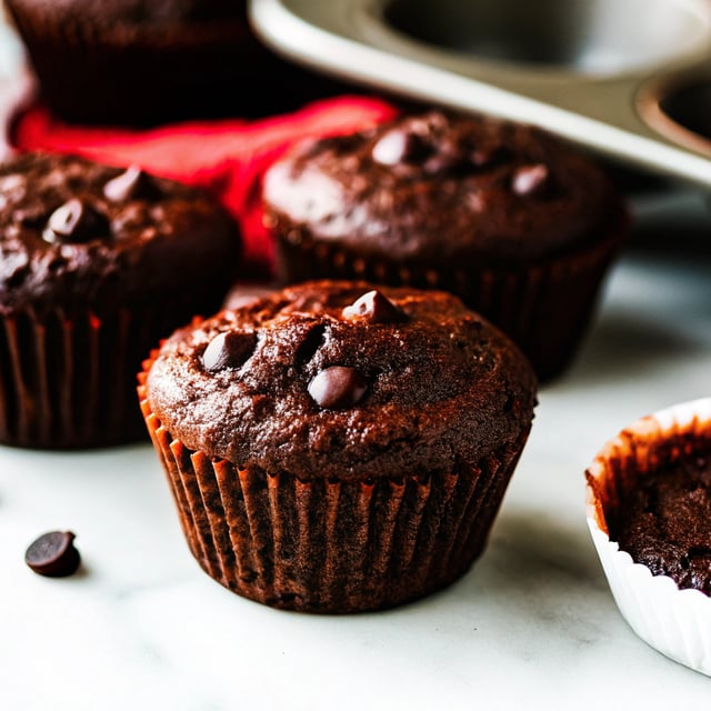 Double Chocolate Coconut Flour Muffins {paleo, grain free}