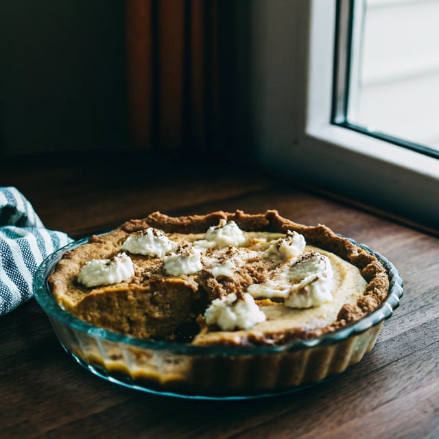 Dulce de Leche Pumpkin Mousse Pie with Pecan Gingersnap Crust