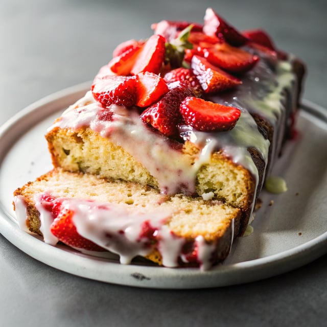Fresh Strawberry Shortcake Bread with Strawberry Glaze