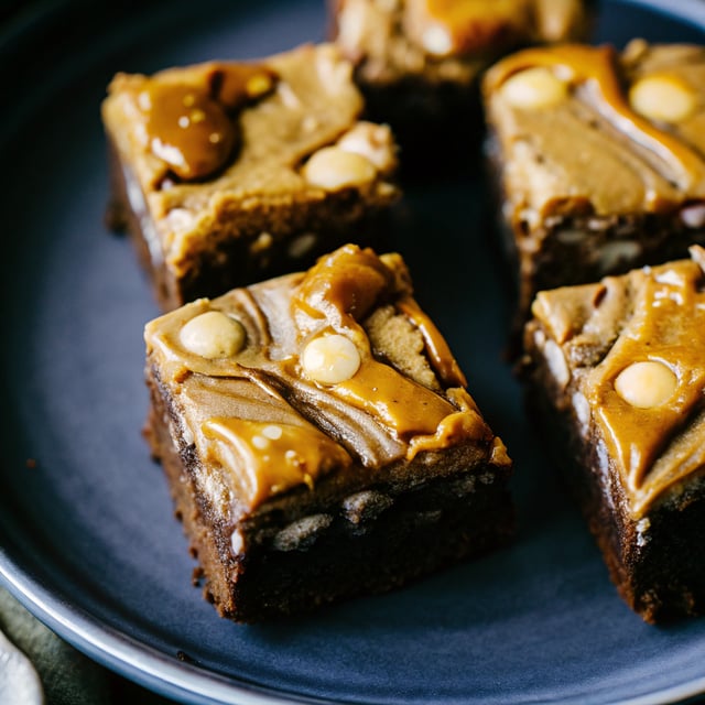 Fudgy Peanut Butter Swirl Brownies with Toffee + Sea Salt