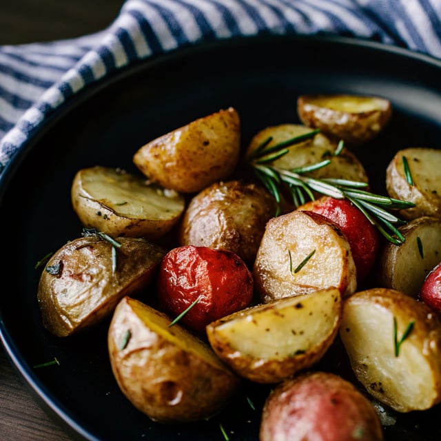 Garlic Roasted Red Potato Wedges with Olive Oil and Rosemary