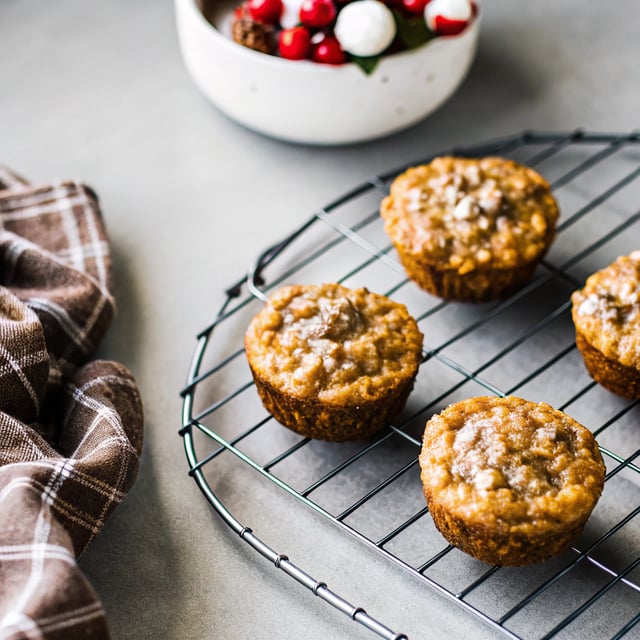 Gingerbread Baked Oatmeal Cups with Salted Brown Butter Glaze