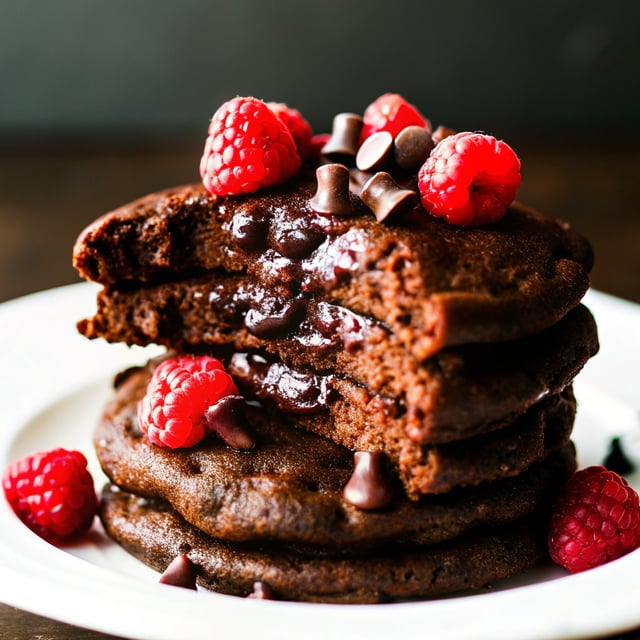 Gluten-free Double Chocolate Raspberry Pancakes