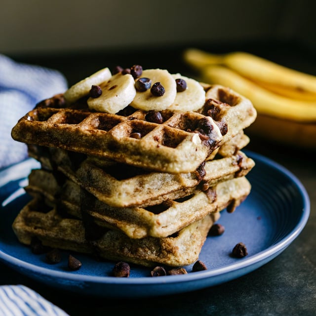 Healthy Banana Chocolate Chip Quinoa Flour Waffles