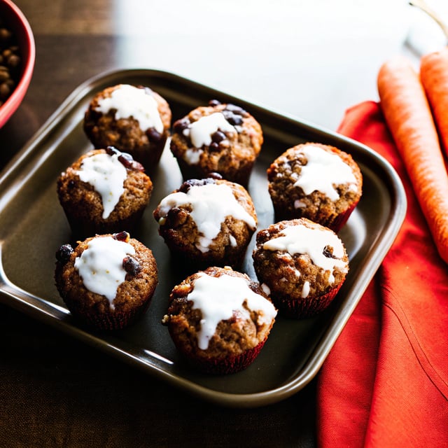 Healthy Carrot Cake Muffins with Cream Cheese Glaze