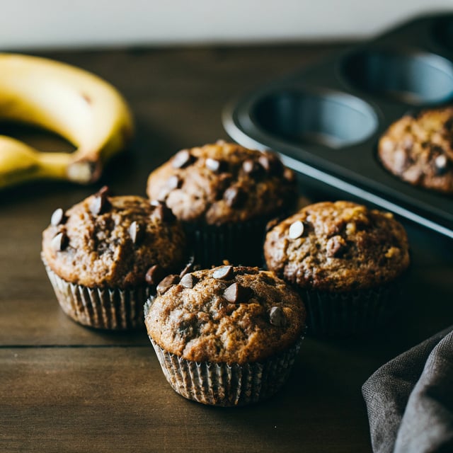 Healthy Double Chocolate Banana Muffins