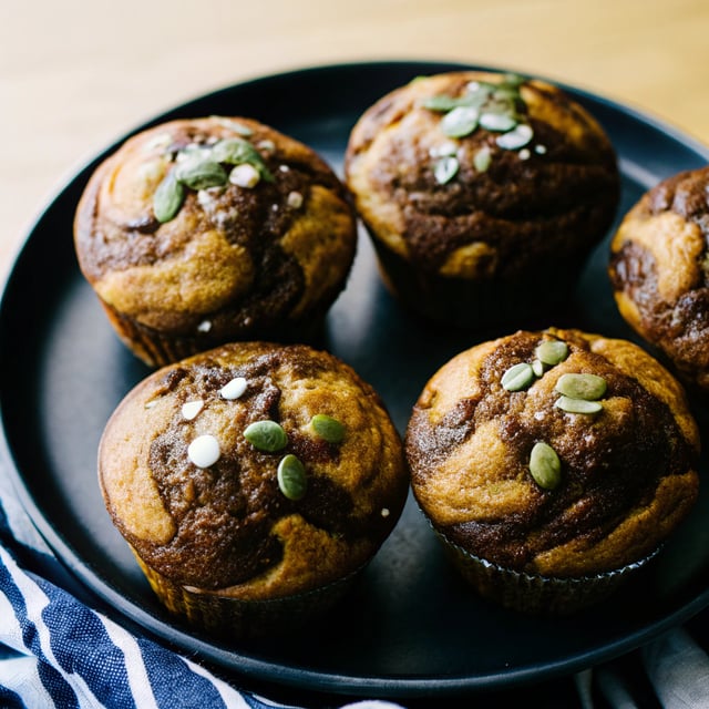Healthy Marbled Chocolate Pumpkin Muffins