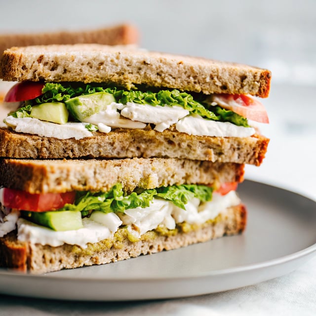 Healthy Pesto Avocado Chicken Salad Sandwiches