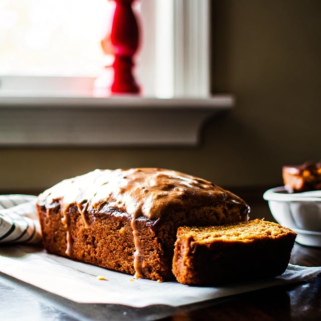 Healthy Pumpkin Bread with Maple Glaze