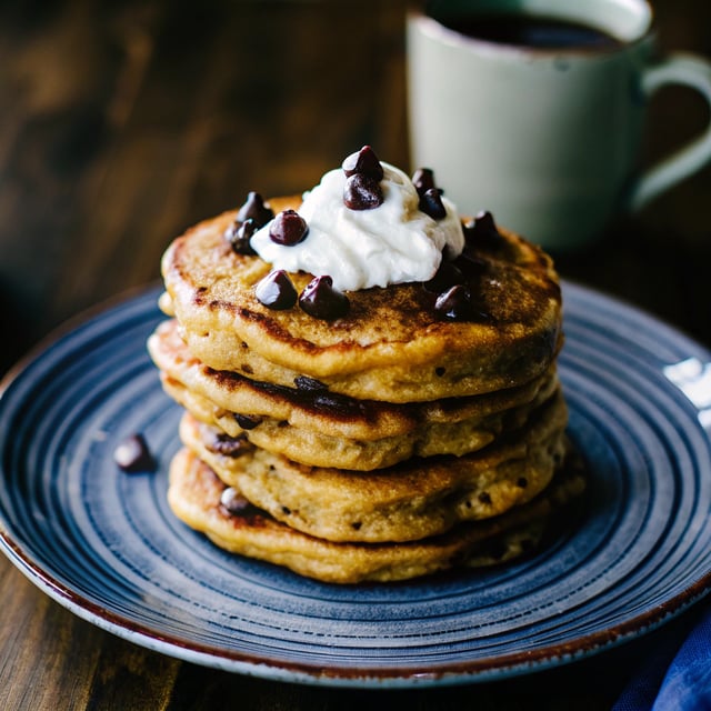 Healthy Whole Wheat Pumpkin Chocolate Chip Pancakes