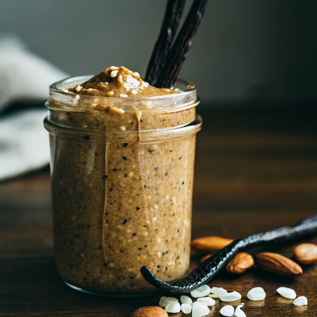 Homemade Almond Butter with Vanilla Bean, Honey & Sea Salt