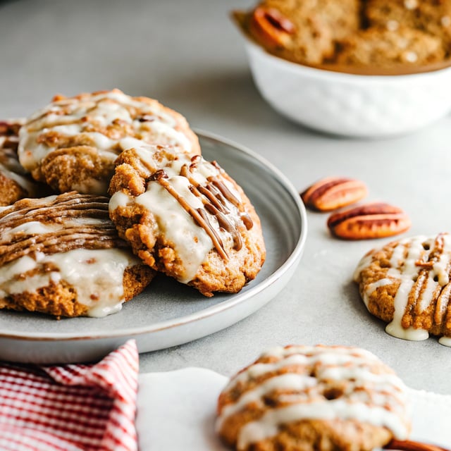 Iced Brown Butter Maple Pecan Oatmeal Cookies