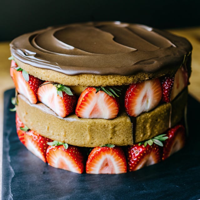 Inside Out Chocolate Covered Strawberry Cake