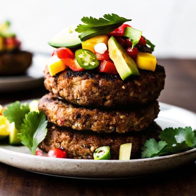 Jalapeño Chickpea Lentil Burgers with Sweet Mango Avocado Pico {vegan, gluten-free}