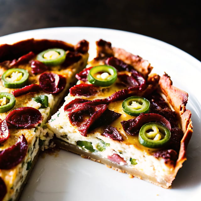 Jalapeño, Pepper Jack & Turkey Bacon Quiche with Potato Crust