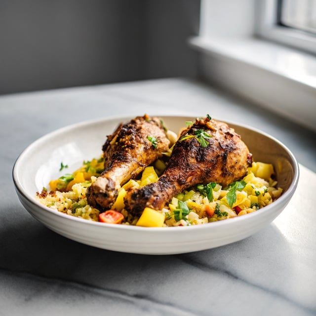 Jerk Chicken with Caribbean Rice & Mango Salsa